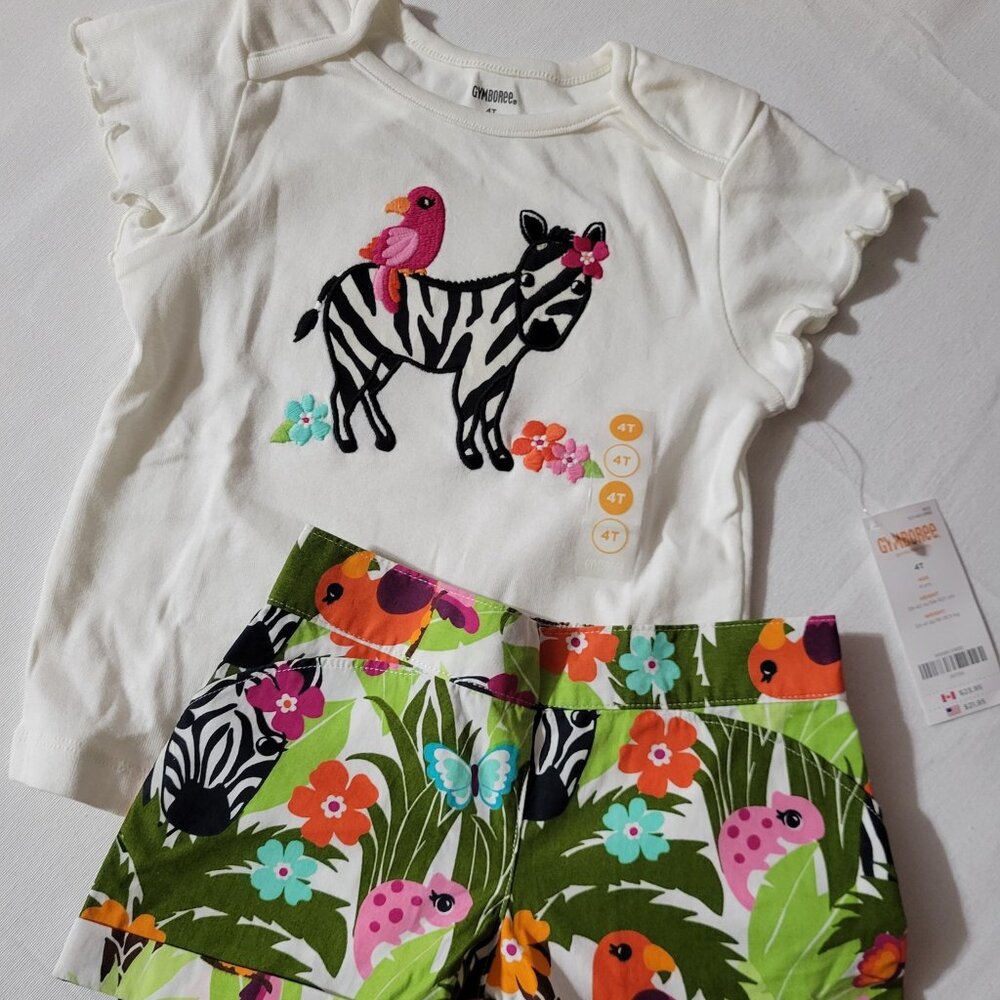 Gymboree Wild For Zebra NWT 4T shorts & shirt Outfit. Located A24